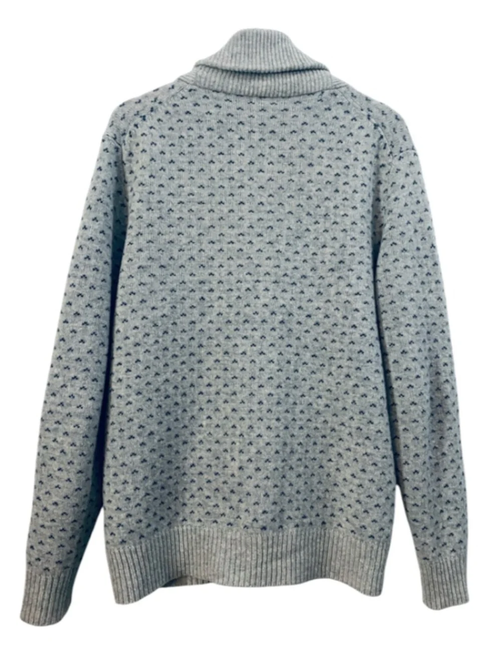 J. Crew Wool Shawl Collar Cardigan Men’s Medium Grey Birds Eye Preppy Cabincore